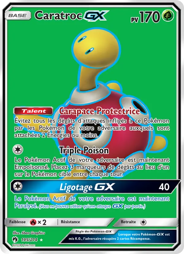 Scan HD carte Pokémon Caratroc GX 195/214 — Tonnerre Perdu