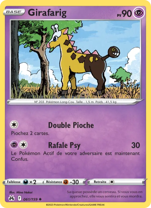 Scan HD carte Pokémon Girafarig 061/159 — Zénith Suprême