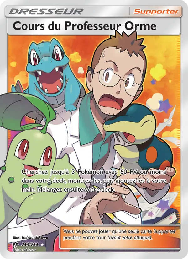 Scan HD carte Pokémon Cours du Professeur Orme 213/214 — Tonnerre Perdu
