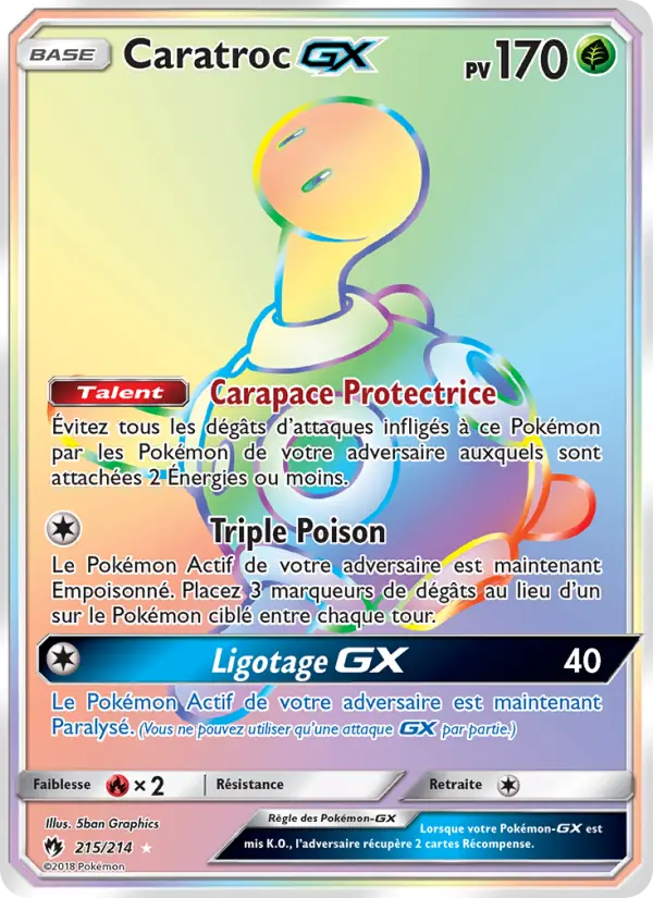 Scan HD carte Pokémon Caratroc GX 215/214 — Tonnerre Perdu