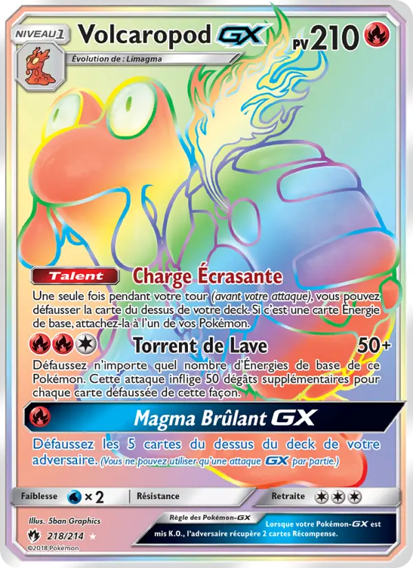 Scan HD carte Pokémon Volcaropod GX 218/214 — Tonnerre Perdu
