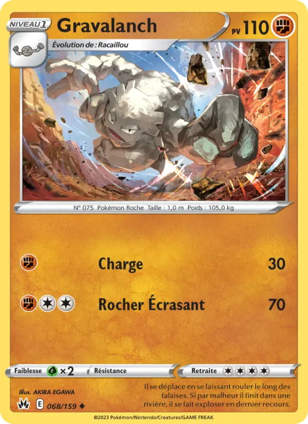 Scan HD carte Pokémon Gravalanch 068/159 — Zénith Suprême