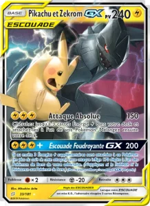 Carte Pokemon Pikachu et Zekrom GX 33/181 Duo de Choc