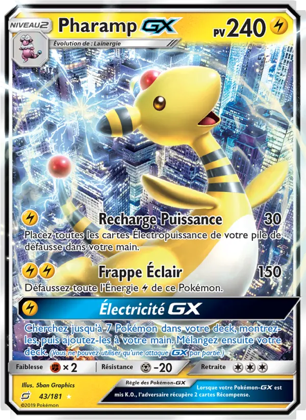 Scan HD carte Pokémon Pharamp GX 43/181 — Duo de Choc