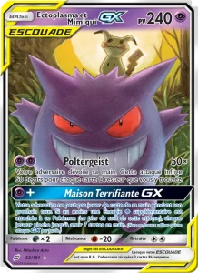 Carte Pokemon Ectoplasma et Mimiqui GX 53/181 Duo de Choc