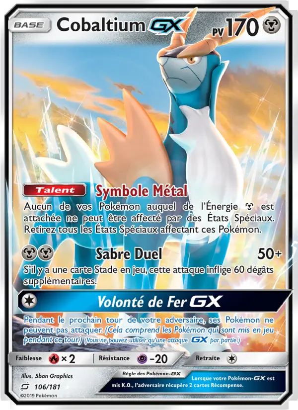 Scan HD carte Pokémon Cobaltium GX 106/181 — Duo de Choc