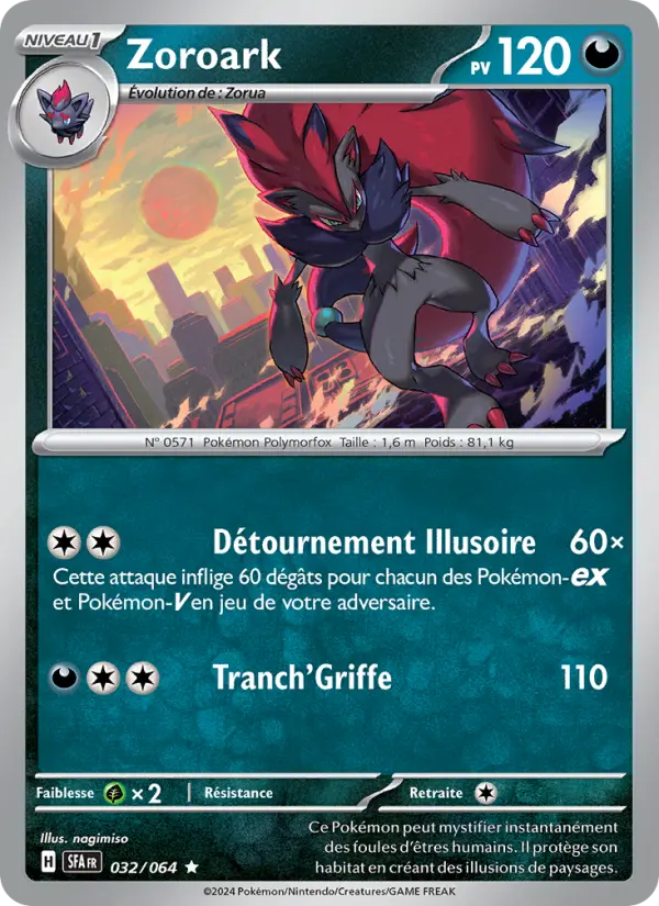 Scan HD carte Pokémon Zoroark 032/64 — Fable Nébuleuse