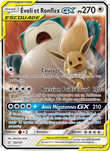 Carte Pokemon Évoli et Ronflex GX 120/181 Duo de Choc