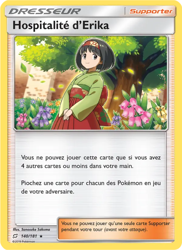 Scan HD carte Pokémon Hospitalité d’Erika 140/181 — Duo de Choc