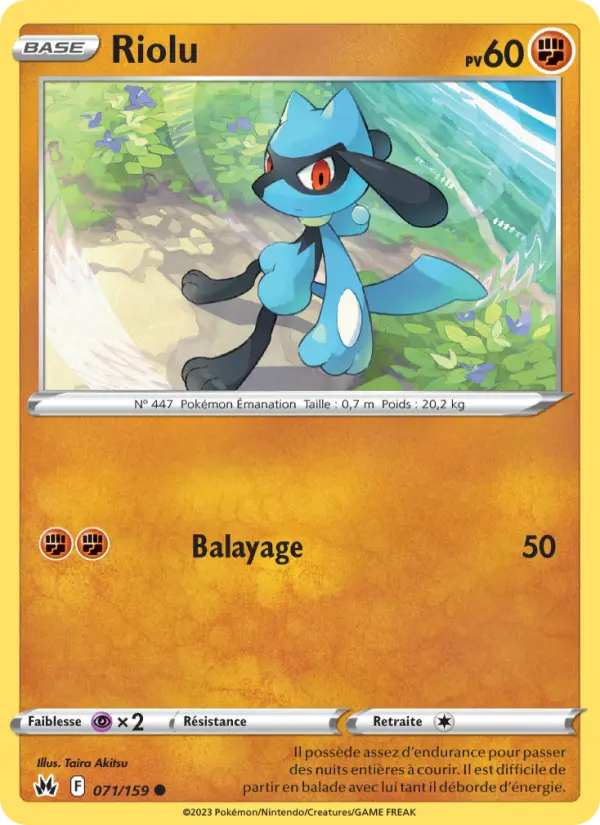 Scan HD carte Pokémon Riolu 071/159 — Zénith Suprême