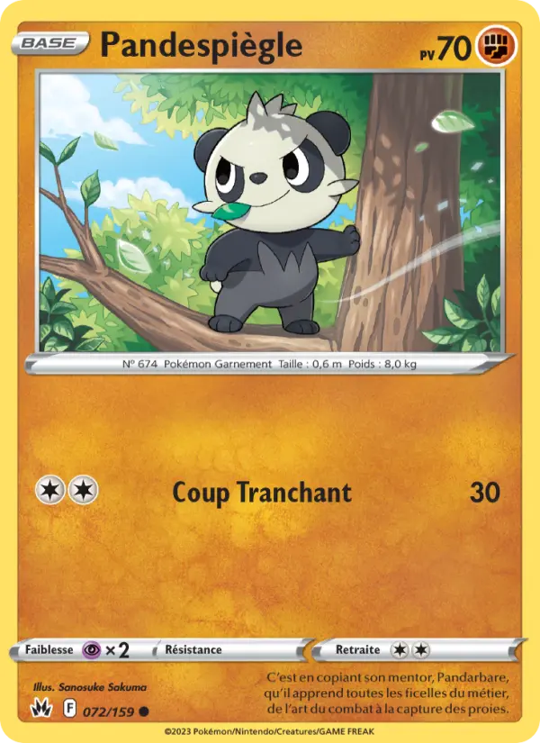 Scan HD carte Pokémon Pandespiègle 072/159 — Zénith Suprême