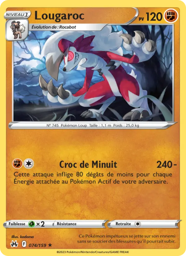 Scan HD carte Pokémon Lougaroc 074/159 — Zénith Suprême
