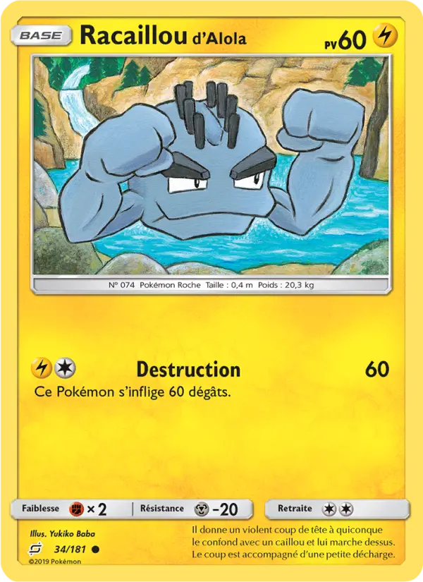 Scan HD carte Pokémon Racaillou d’Alola 34/181 — Duo de Choc