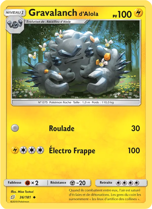 Scan HD carte Pokémon Gravalanch d’Alola 36/181 — Duo de Choc