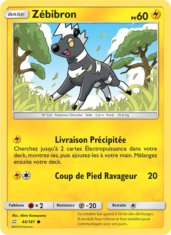 Scan HD carte Pokémon Zébibron 44/181 — Duo de Choc