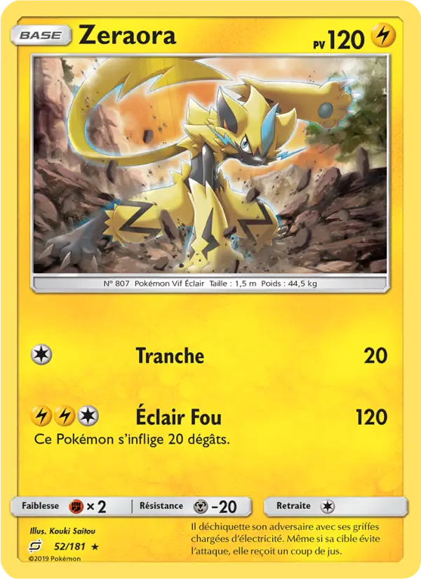 Scan HD carte Pokémon Zeraora 52/181 — Duo de Choc