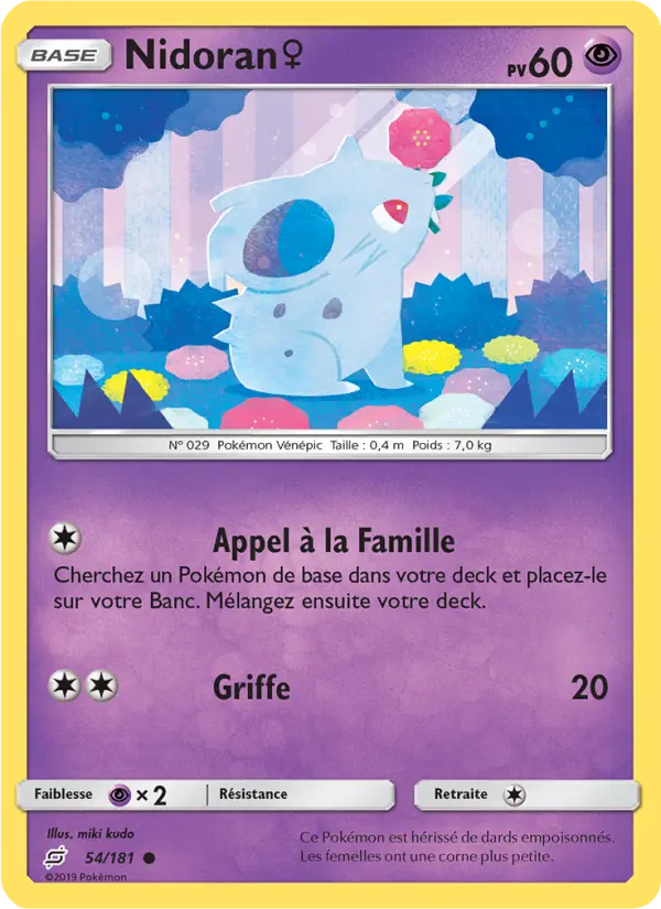 Scan HD carte Pokémon Nidoran♀ 54/181 — Duo de Choc