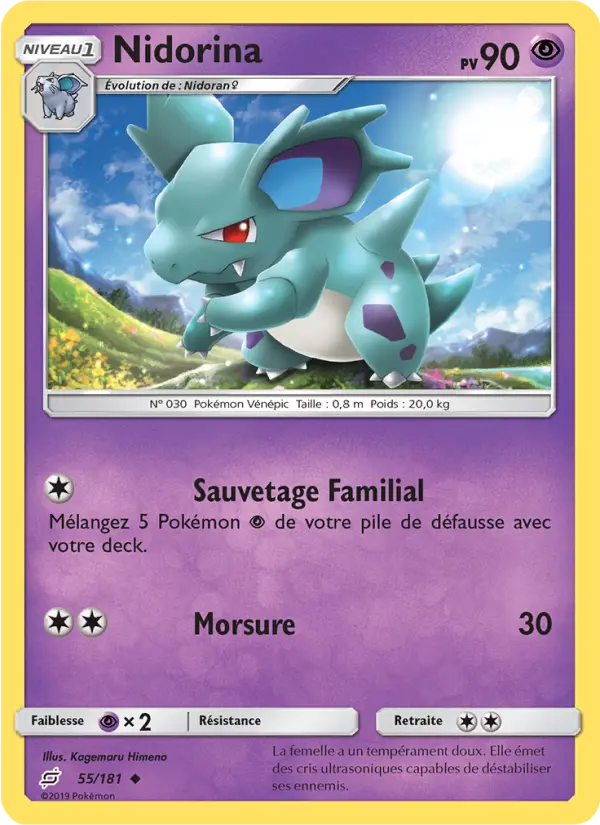 Scan HD carte Pokémon Nidorina 55/181 — Duo de Choc