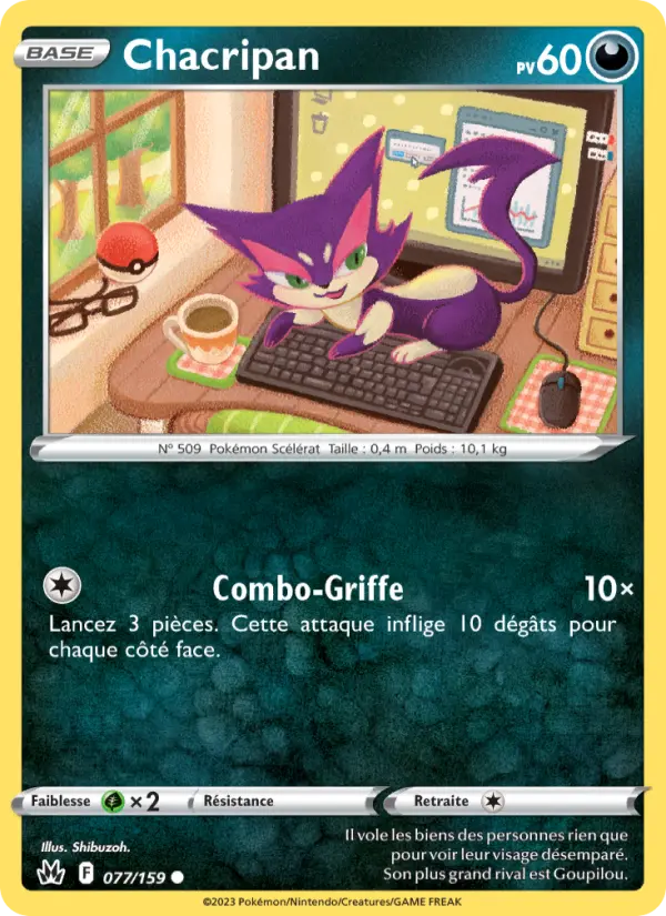 Scan HD carte Pokémon Chacripan 077/159 — Zénith Suprême