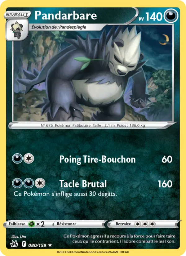 Scan HD carte Pokémon Pandarbare 080/159 — Zénith Suprême