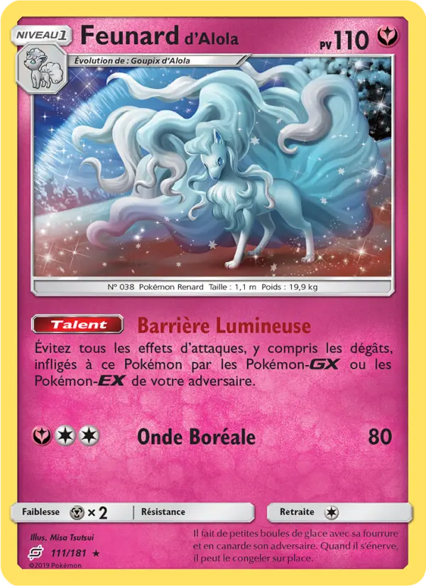 Scan HD carte Pokémon Feunard d’Alola 111/181 — Duo de Choc