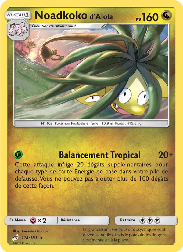 Scan HD carte Pokémon Noadkoko d’Alola 114/181 — Duo de Choc