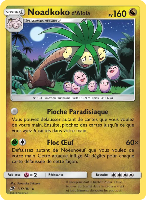 Scan HD carte Pokémon Noadkoko d’Alola 115/181 — Duo de Choc