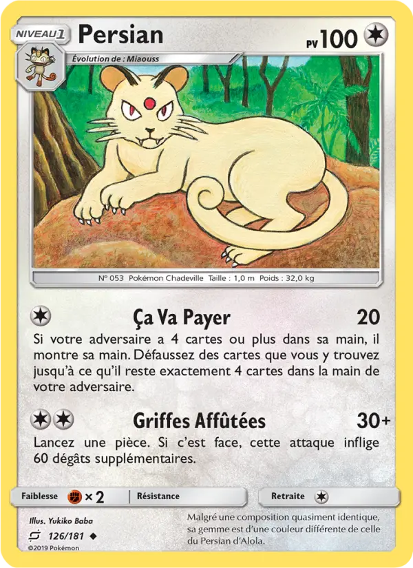 Scan HD carte Pokémon Persian 126/181 — Duo de Choc