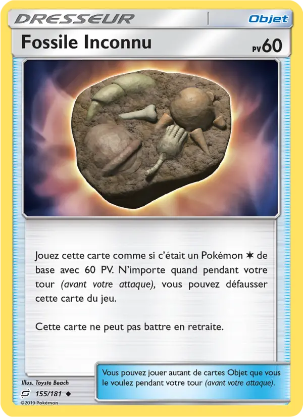Scan HD carte Pokémon Fossile Inconnu 155/181 — Duo de Choc