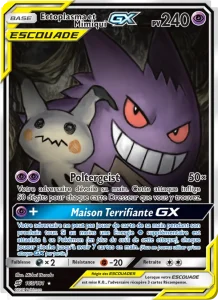 Carte Pokémon Ectoplasma et Mimiqui GX 165 Duo de Choc