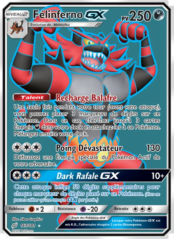 Scan HD carte Pokémon Félinferno GX 167/181 — Duo de Choc