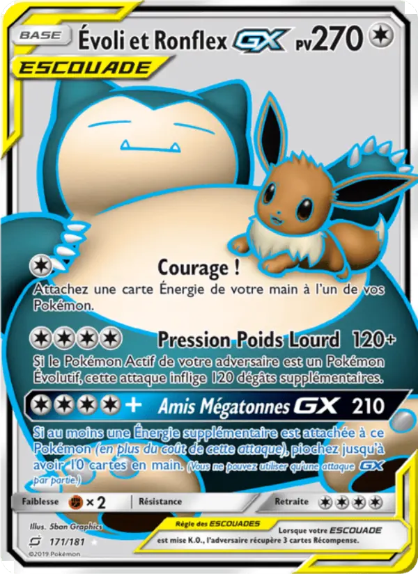 Scan HD carte Pokémon Évoli et Ronflex GX 171/181 — Duo de Choc