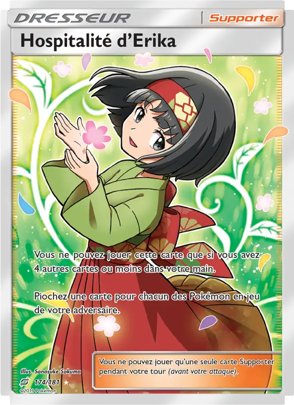 Scan HD carte Pokémon Hospitalité d’Erika 174/181 — Duo de Choc