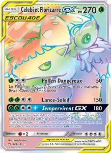 Carte Pokemon Celebi et Florizarre GX 182/181 Duo de Choc
