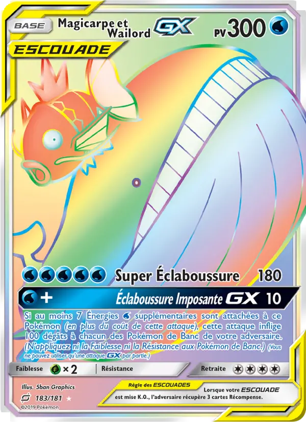 Scan HD carte Pokémon Magicarpe et Wailord GX 183/181 — Duo de Choc