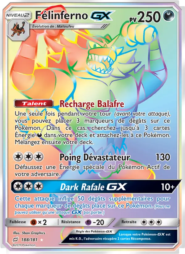 Scan HD carte Pokémon Félinferno GX 188/181 — Duo de Choc