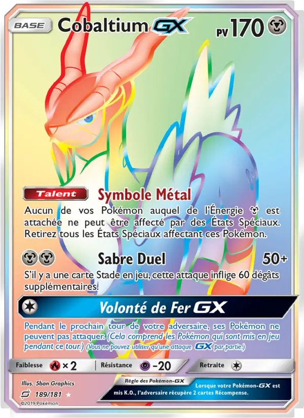 Scan HD carte Pokémon Cobaltium GX 189/181 — Duo de Choc