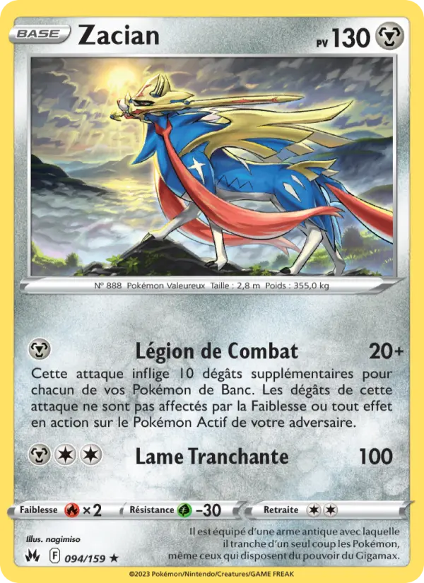 Scan HD carte Pokémon Zacian 094/159 — Zénith Suprême