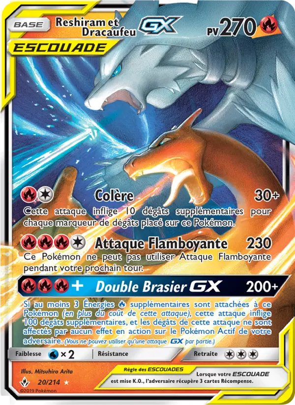 Scan HD carte Pokémon Reshiram et Dracaufeu GX 20/214 — Alliance Infaillible