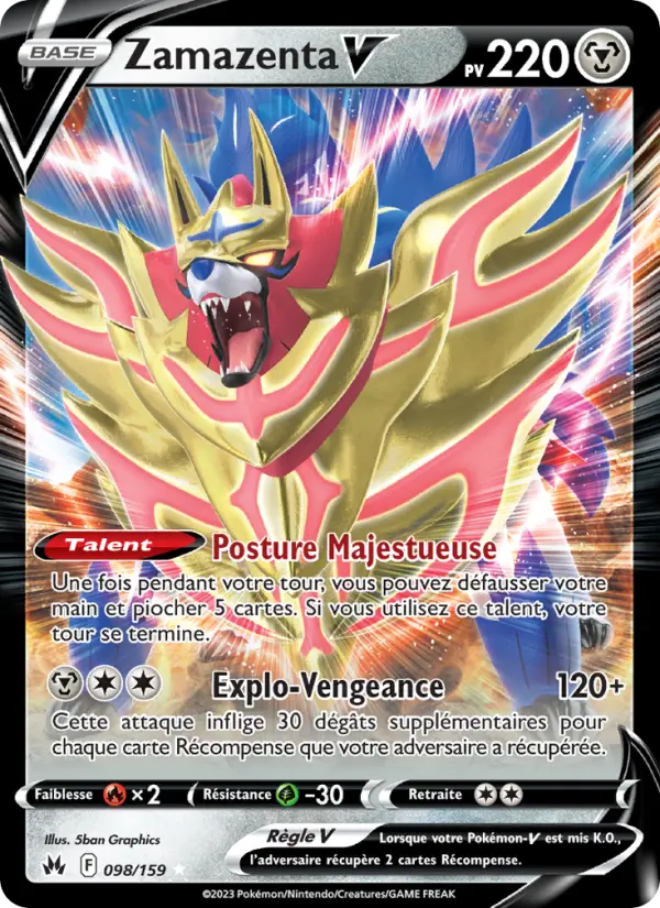 Scan HD carte Pokémon Zamazenta V 098/159 — Zénith Suprême