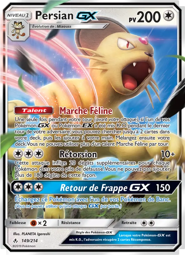 Scan HD carte Pokémon Persian GX 149/214 — Alliance Infaillible