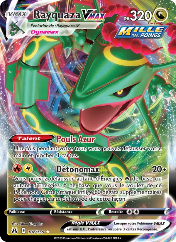 Scan HD carte Pokémon Rayquaza VMAX 102/159 — Zénith Suprême