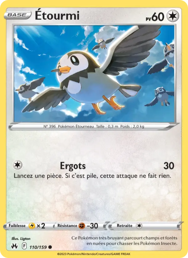 Scan HD carte Pokémon Étourmi 110/159 — Zénith Suprême