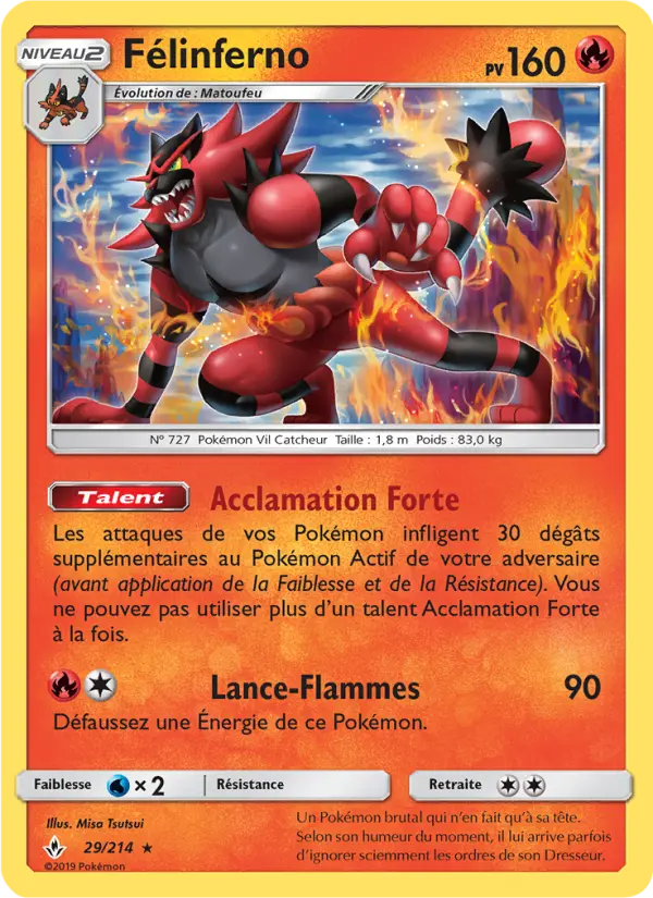 Scan HD carte Pokémon Félinferno 29/214 — Alliance Infaillible