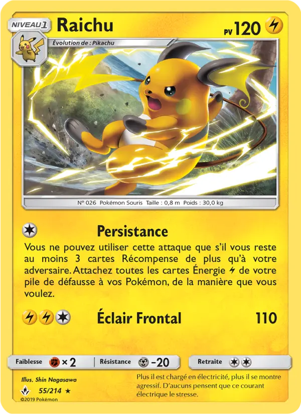 Scan HD carte Pokémon Raichu 55/214 — Alliance Infaillible