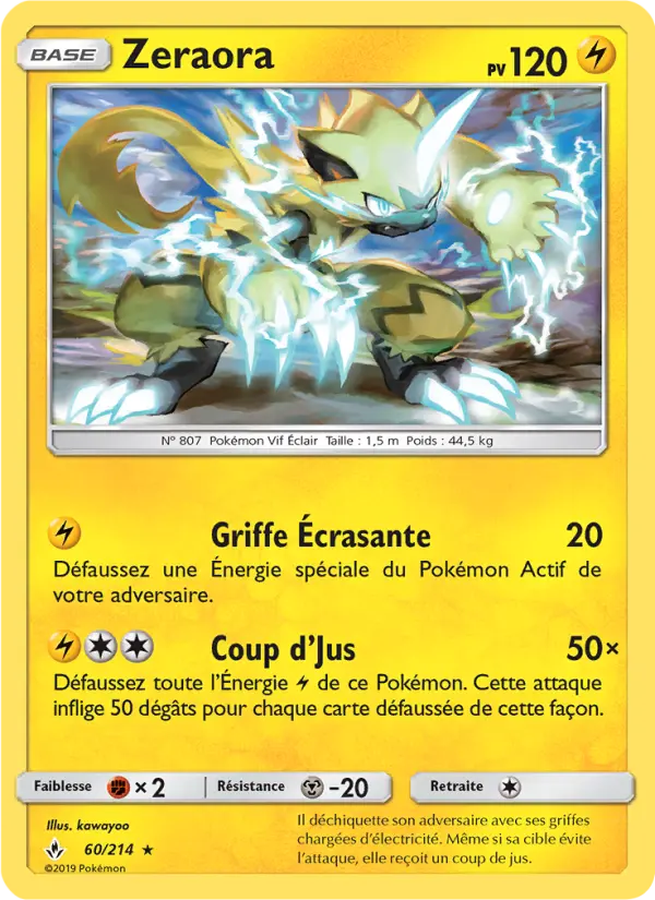 Scan HD carte Pokémon Zeraora 60/214 — Alliance Infaillible