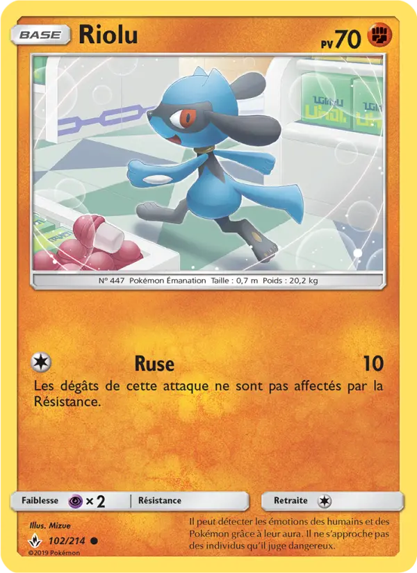 Scan HD carte Pokémon Riolu 102/214 — Alliance Infaillible