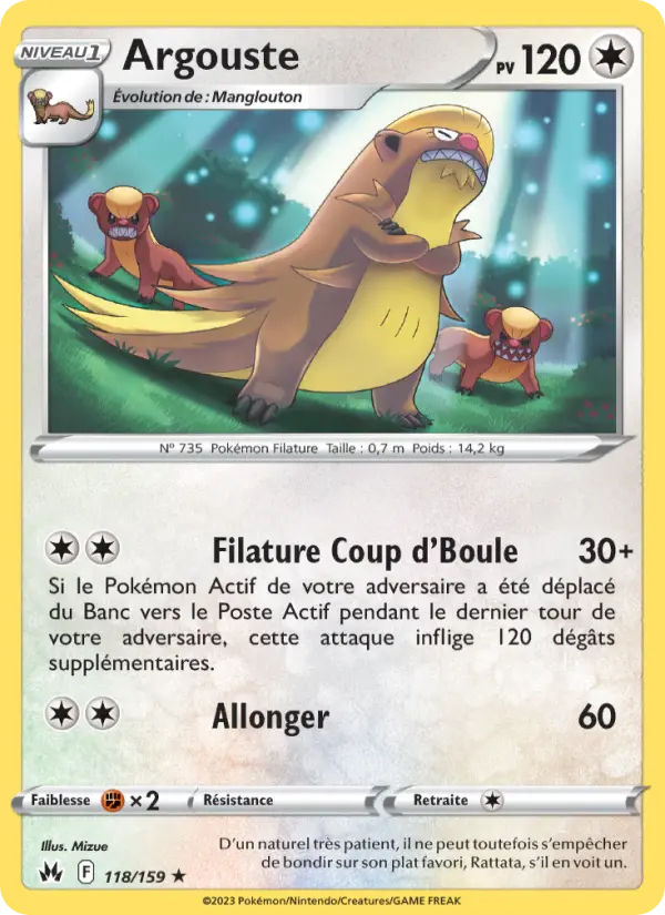Scan HD carte Pokémon Argouste 118/159 — Zénith Suprême