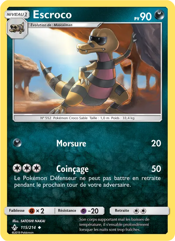 Scan HD carte Pokémon Escroco 115/214 — Alliance Infaillible