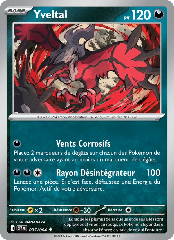Scan HD carte Pokémon Yveltal 035/64 — Fable Nébuleuse